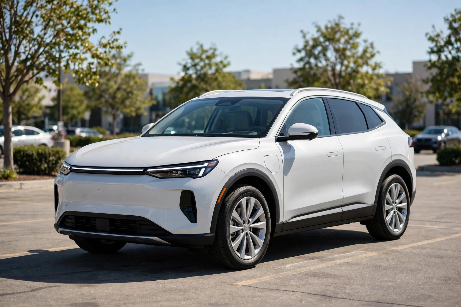 White sedan on a sunny car lot — MilitaryCarLot.com weekly featured vehicle